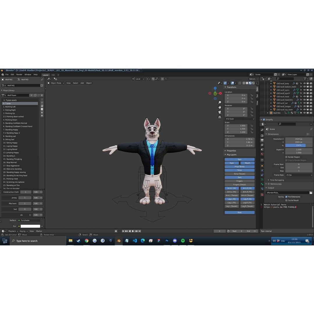 Cartoon Dog Mascot 3D Model – Rigged Character for Animation, Blender - View 5