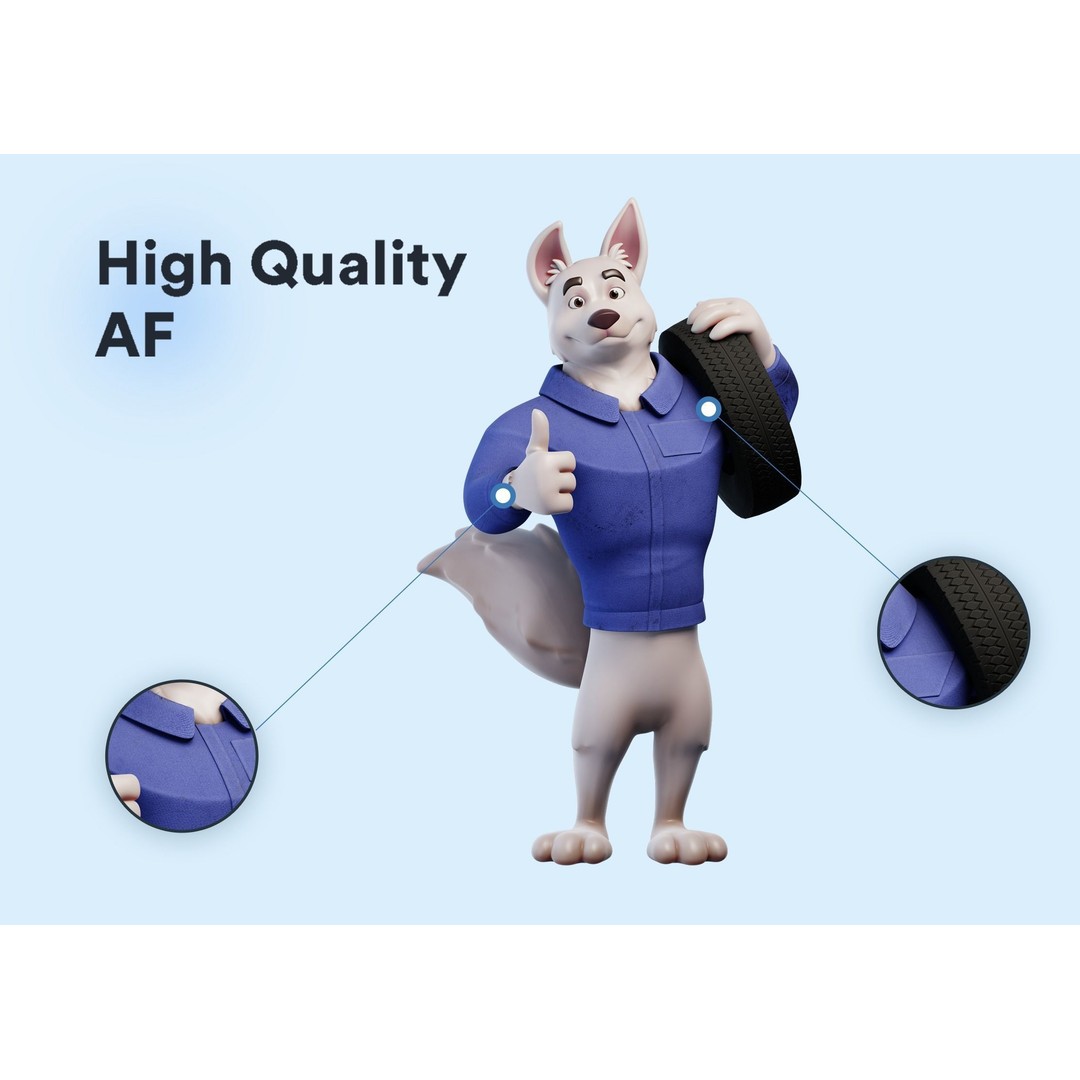Cartoon Dog Mascot 3D Model – Rigged Character for Animation, Blender - View 6