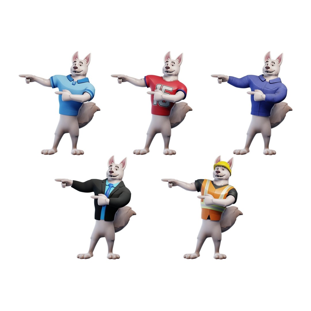 Cartoon Dog Mascot 3D Model – Rigged Character for Animation, Blender - View 9