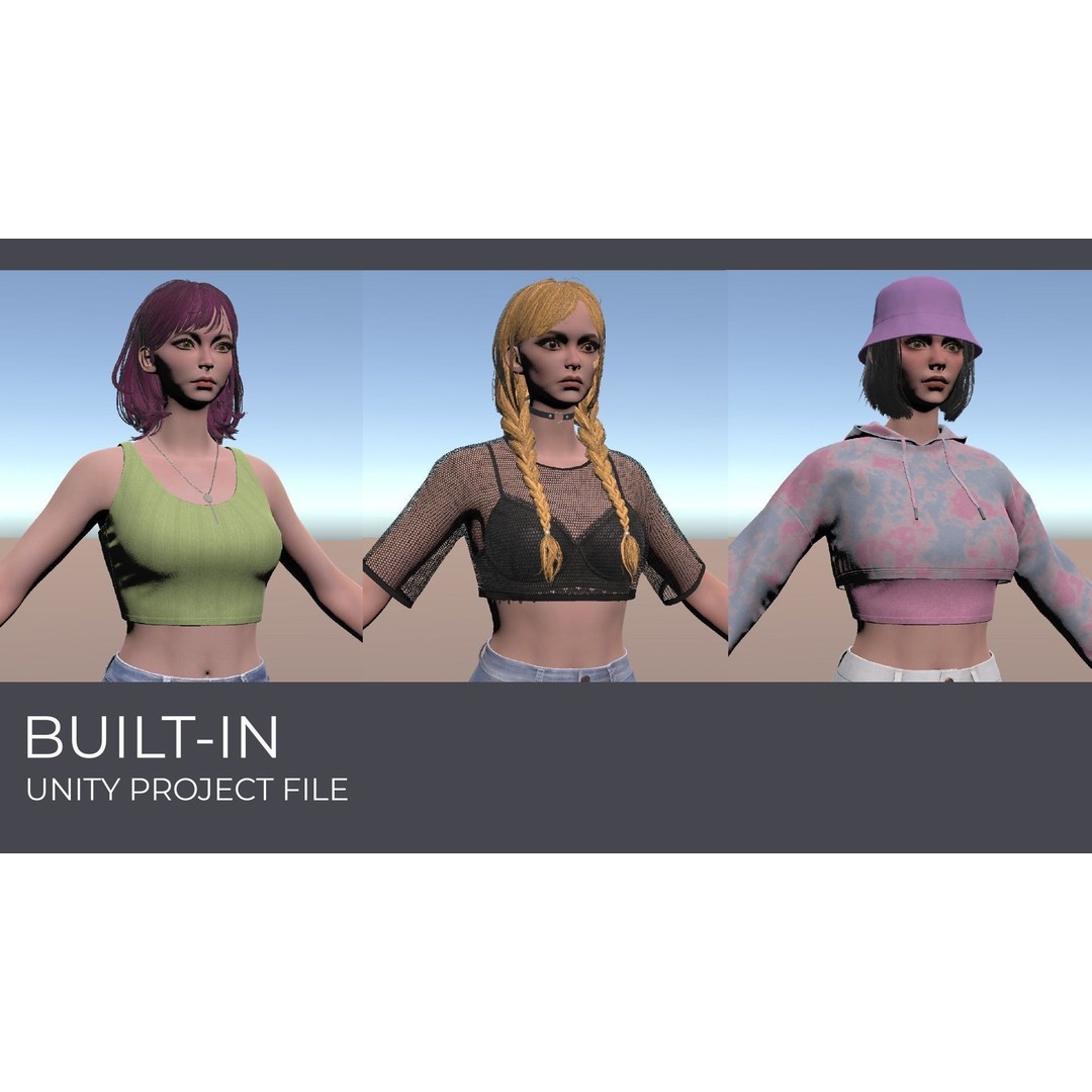 Casual Wear Girls Pack 1 3D Model – Realistic Stylized Characters, FBX