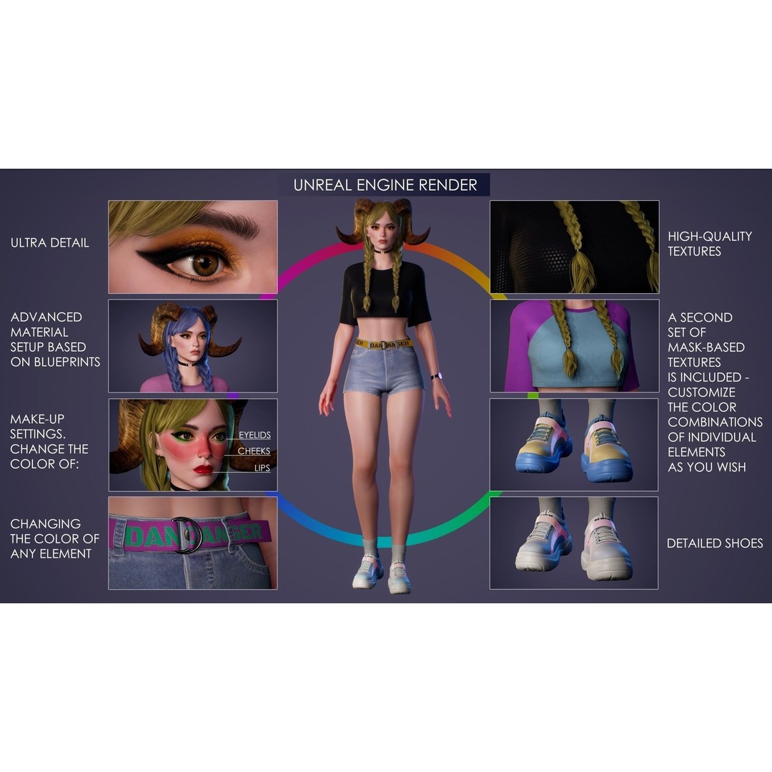 Casual Wear Girls Pack 1 3D Model – Realistic Stylized Characters, FBX - View 20