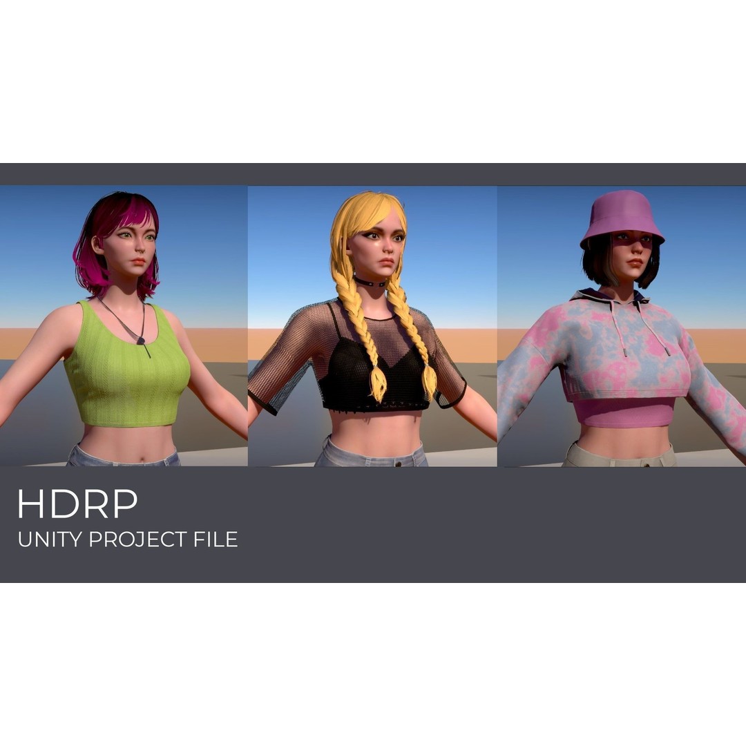 Casual Wear Girls Pack 1 3D Model – Realistic Stylized Characters, FBX - View 34