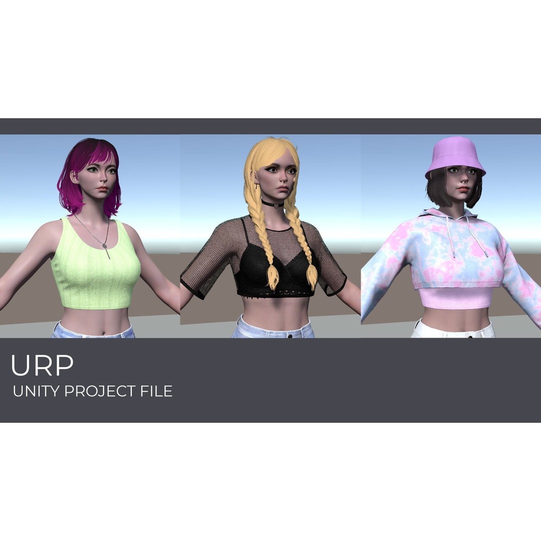 Casual Wear Girls Pack 1 3D Model – Realistic Stylized Characters, FBX - View 35