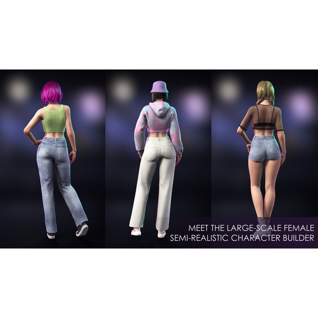Casual Wear Girls Pack 1 3D Model – Realistic Stylized Characters, FBX - View 4