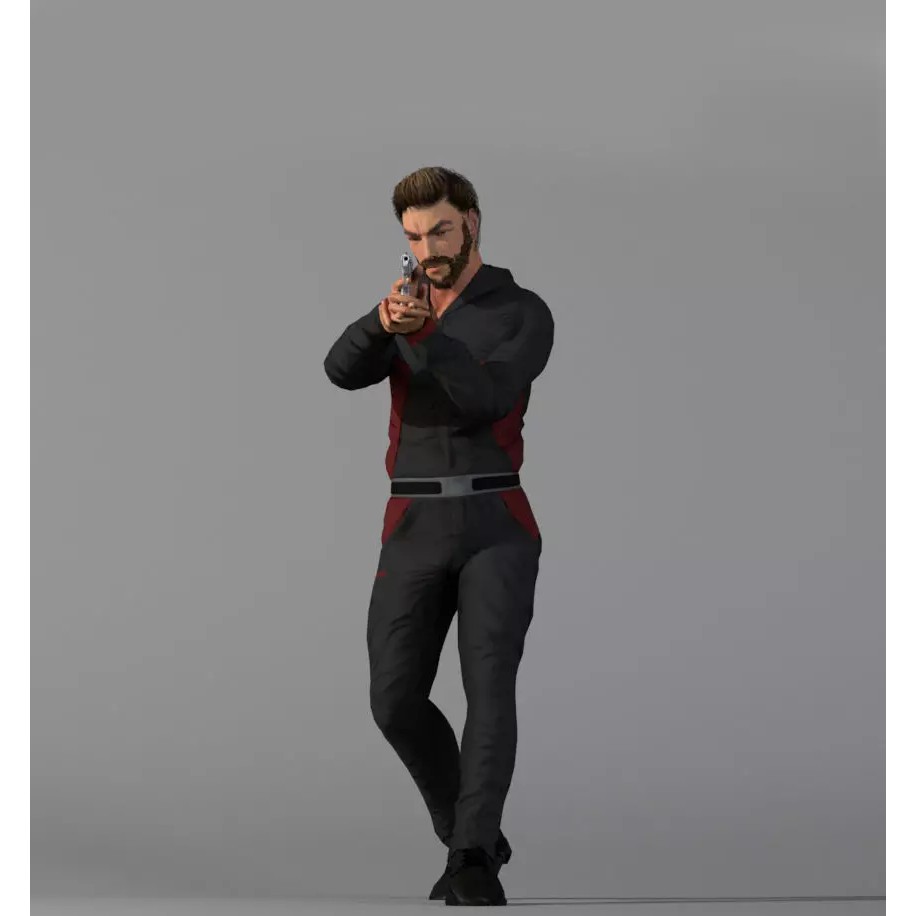 Killer Man 3D Model – Low Poly Rigged Character for Games, FBX - View 2