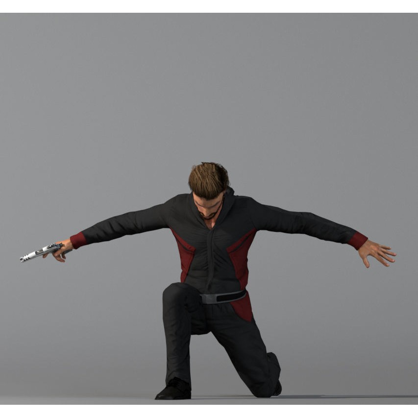 Killer Man 3D Model – Low Poly Rigged Character for Games, FBX - View 3
