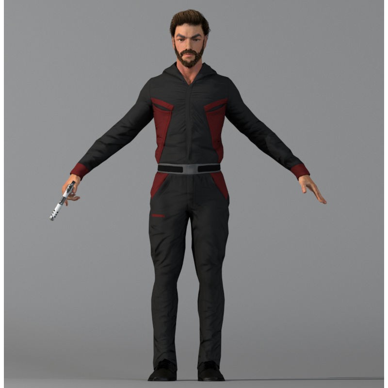 Killer Man 3D Model – Low Poly Rigged Character for Games, FBX - View 4