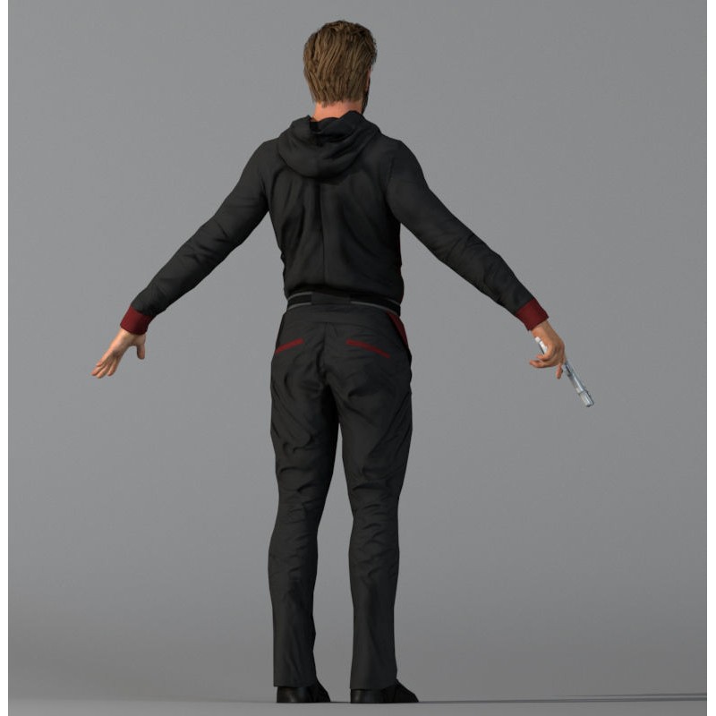 Killer Man 3D Model – Low Poly Rigged Character for Games, FBX - View 5