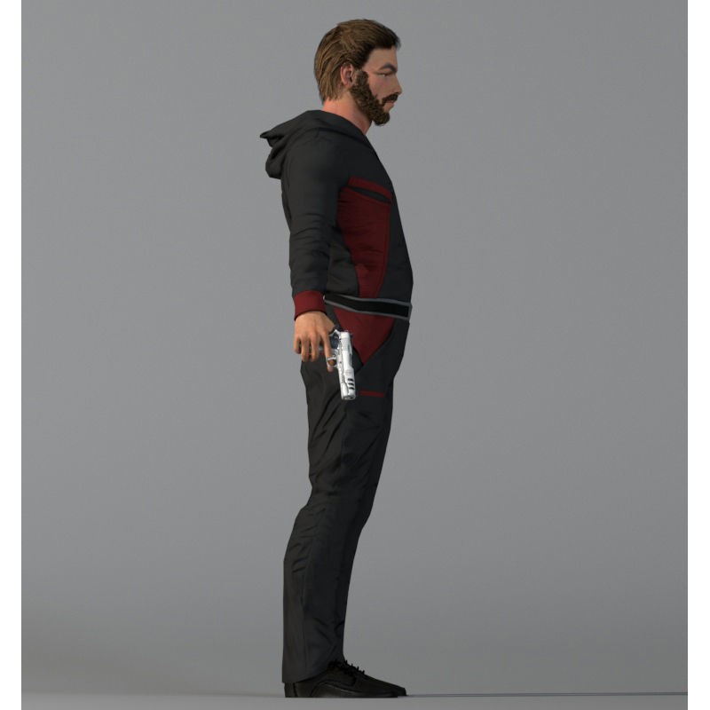 Killer Man 3D Model – Low Poly Rigged Character for Games, FBX - View 6