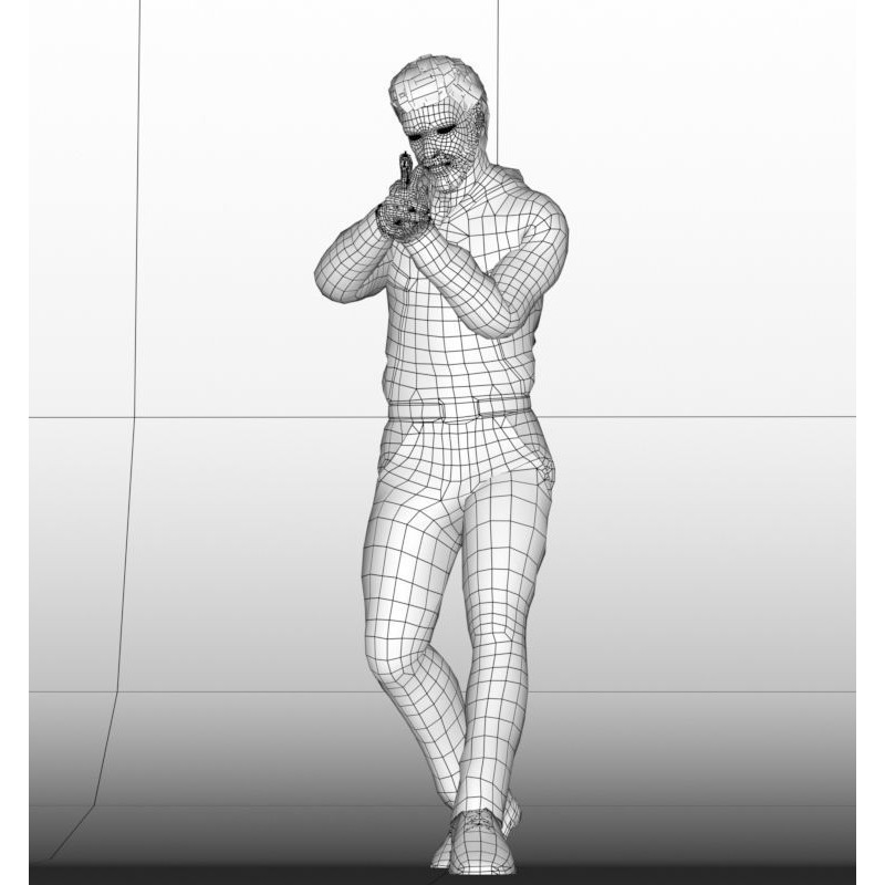 Killer Man 3D Model – Low Poly Rigged Character for Games, FBX - View 7