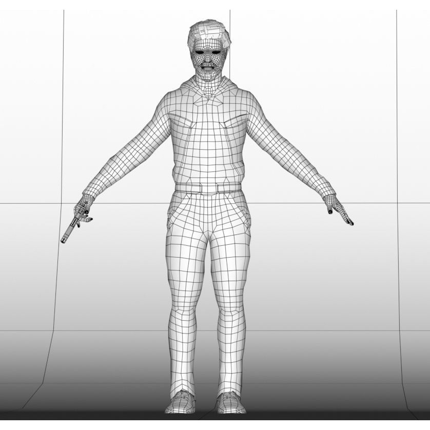 Killer Man 3D Model – Low Poly Rigged Character for Games, FBX - View 8