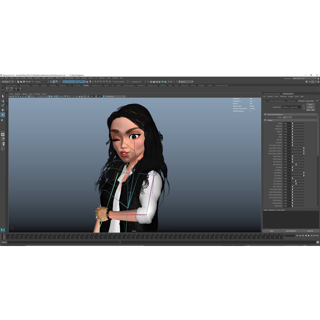 Cartoon Girl 3D Model – Rigged Low-Poly Character for Animation - View 20