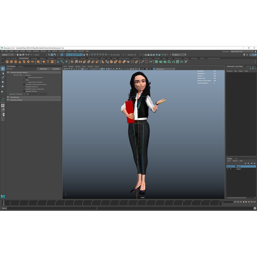 Cartoon Girl 3D Model – Rigged Low-Poly Character for Animation - View 21