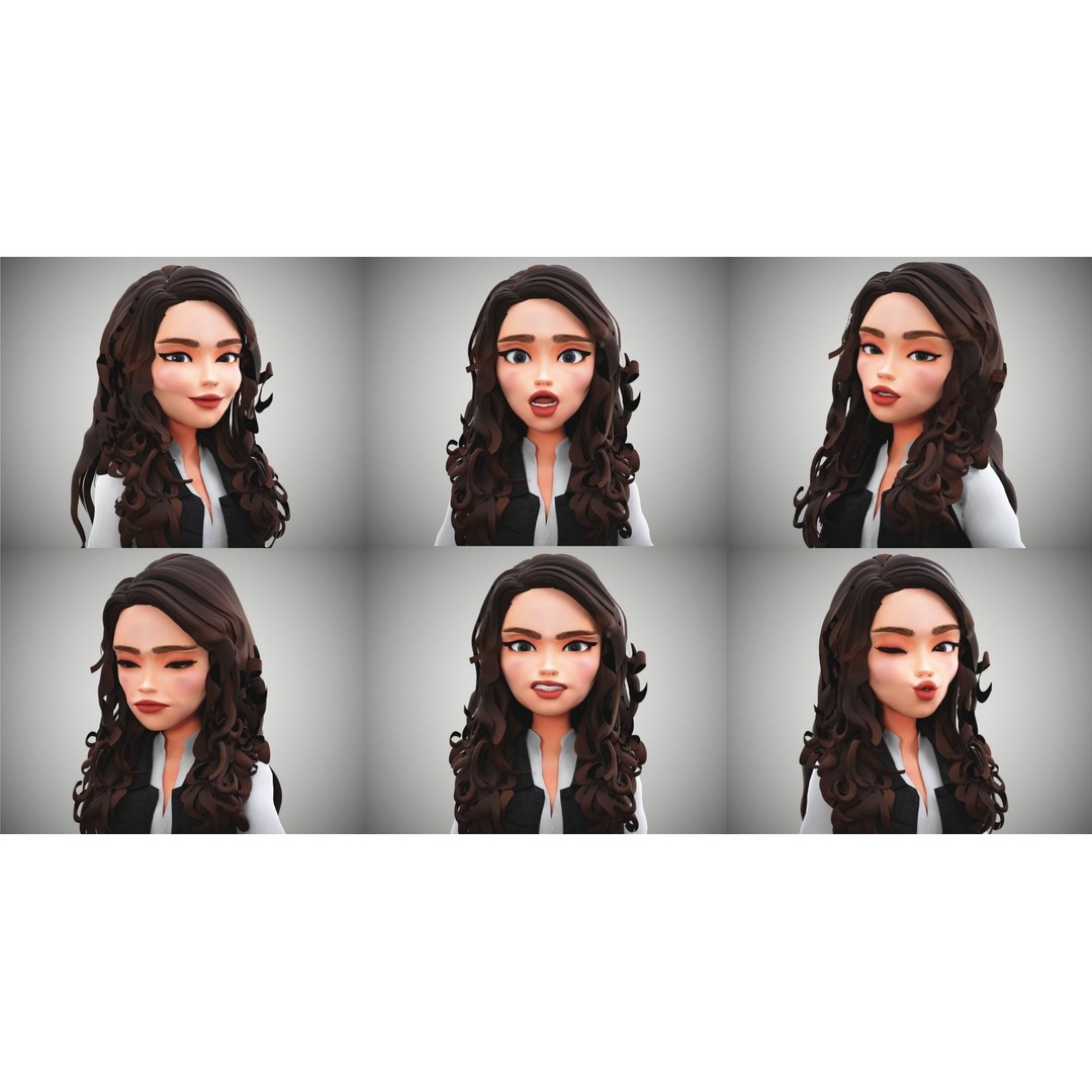 Cartoon Girl 3D Model – Rigged Low-Poly Character for Animation - View 4