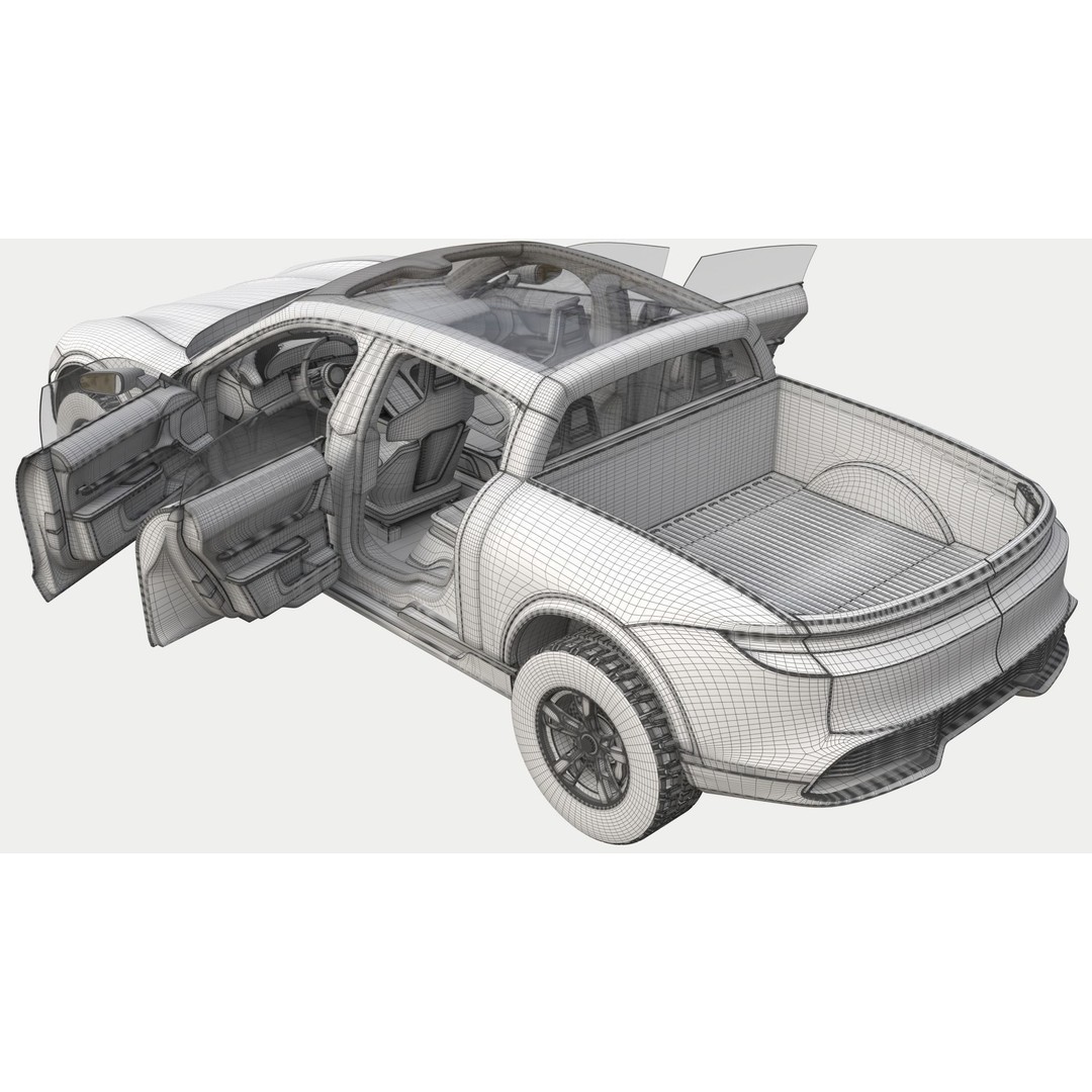 Porsche Taycan Pick-Up Truck Concept 3D Model – Futuristic Design, FBX