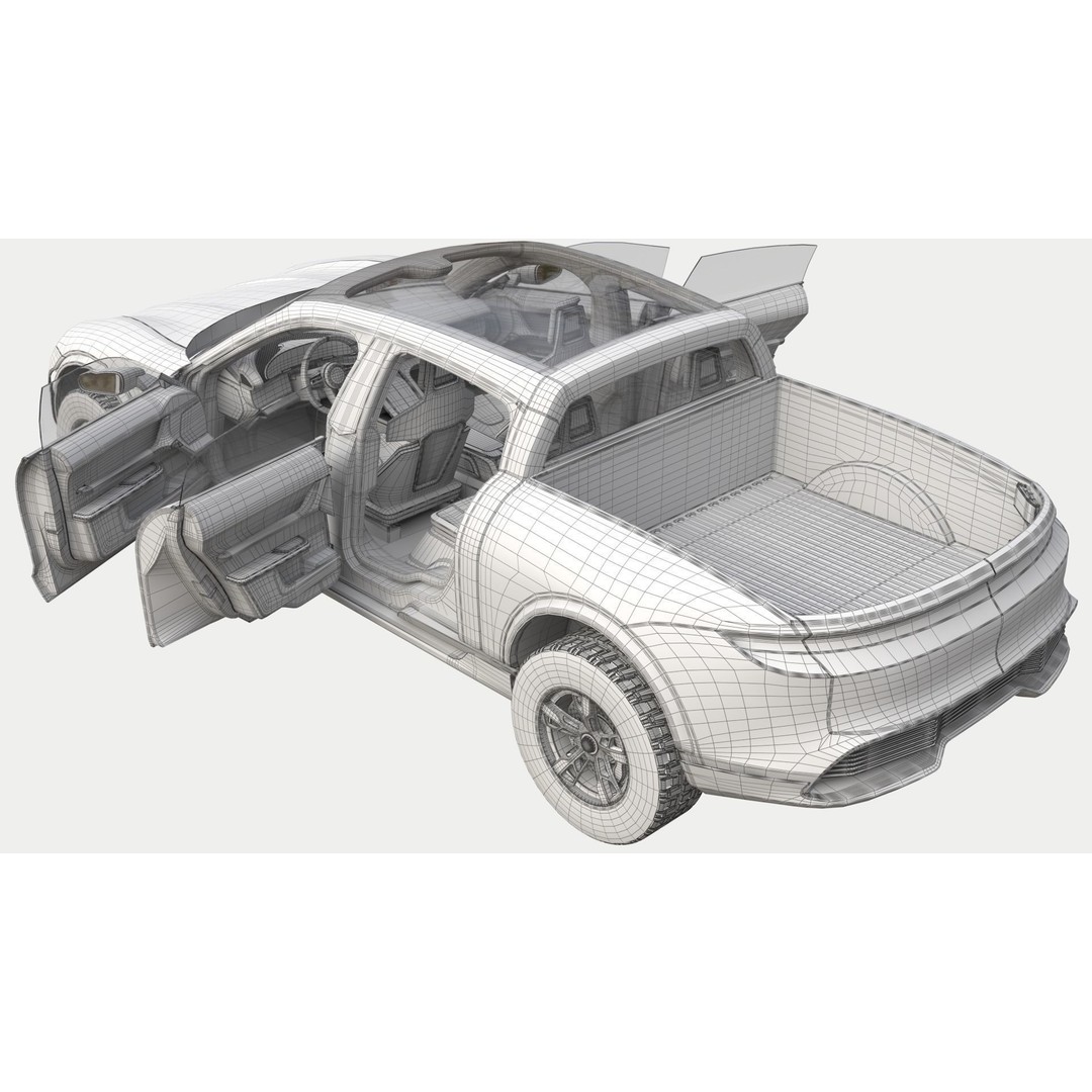 Porsche Taycan Pick-Up Truck Concept 3D Model – Futuristic Design, FBX - View 13