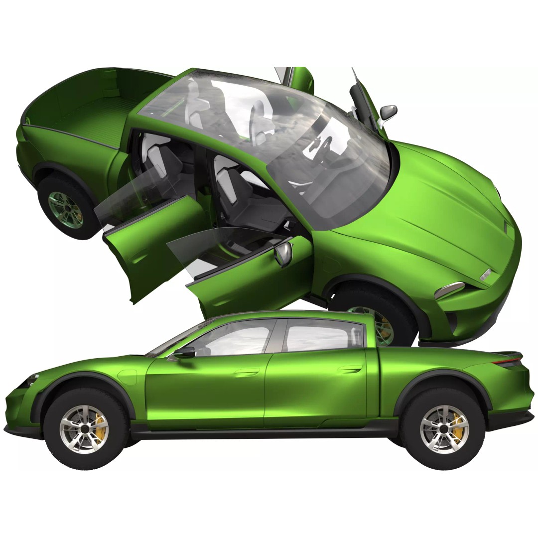 Porsche Taycan Pick-Up Truck Concept 3D Model – Futuristic Design, FBX - View 2