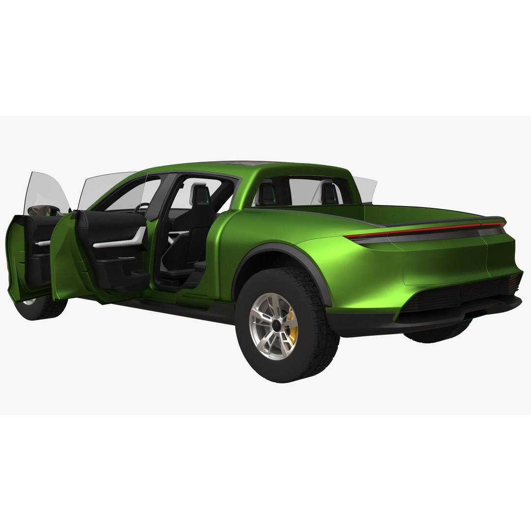 Porsche Taycan Pick-Up Truck Concept 3D Model – Futuristic Design, FBX - View 4