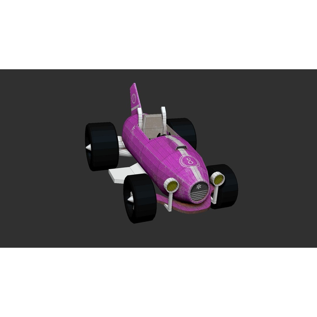 Kart Vehicle 3D Model – Low Poly Racing Car, FBX & OBJ Formats - View 15