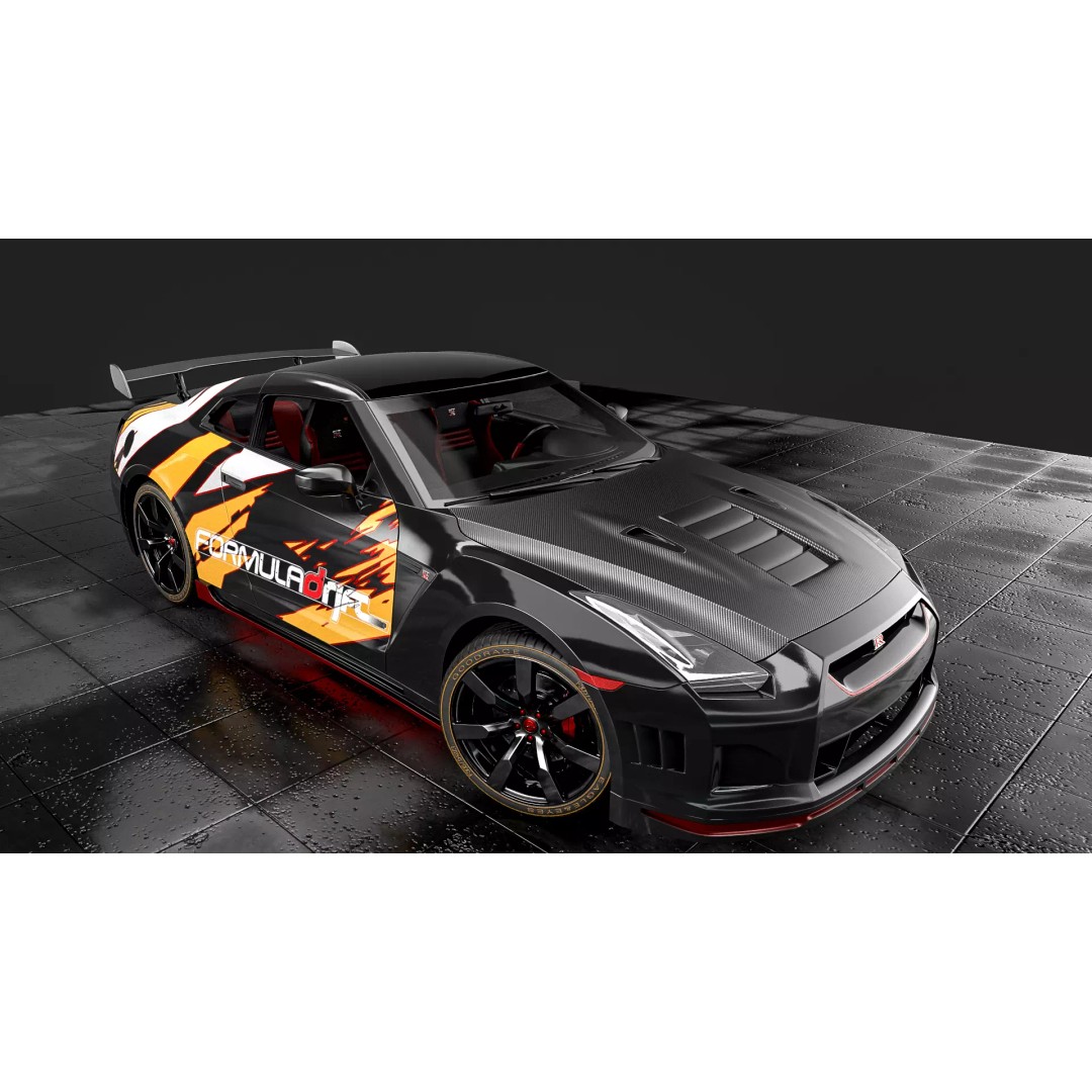 Nissan GT-R Racing Car 3D Model – Low Poly PBR Game Asset, FBX - View 2