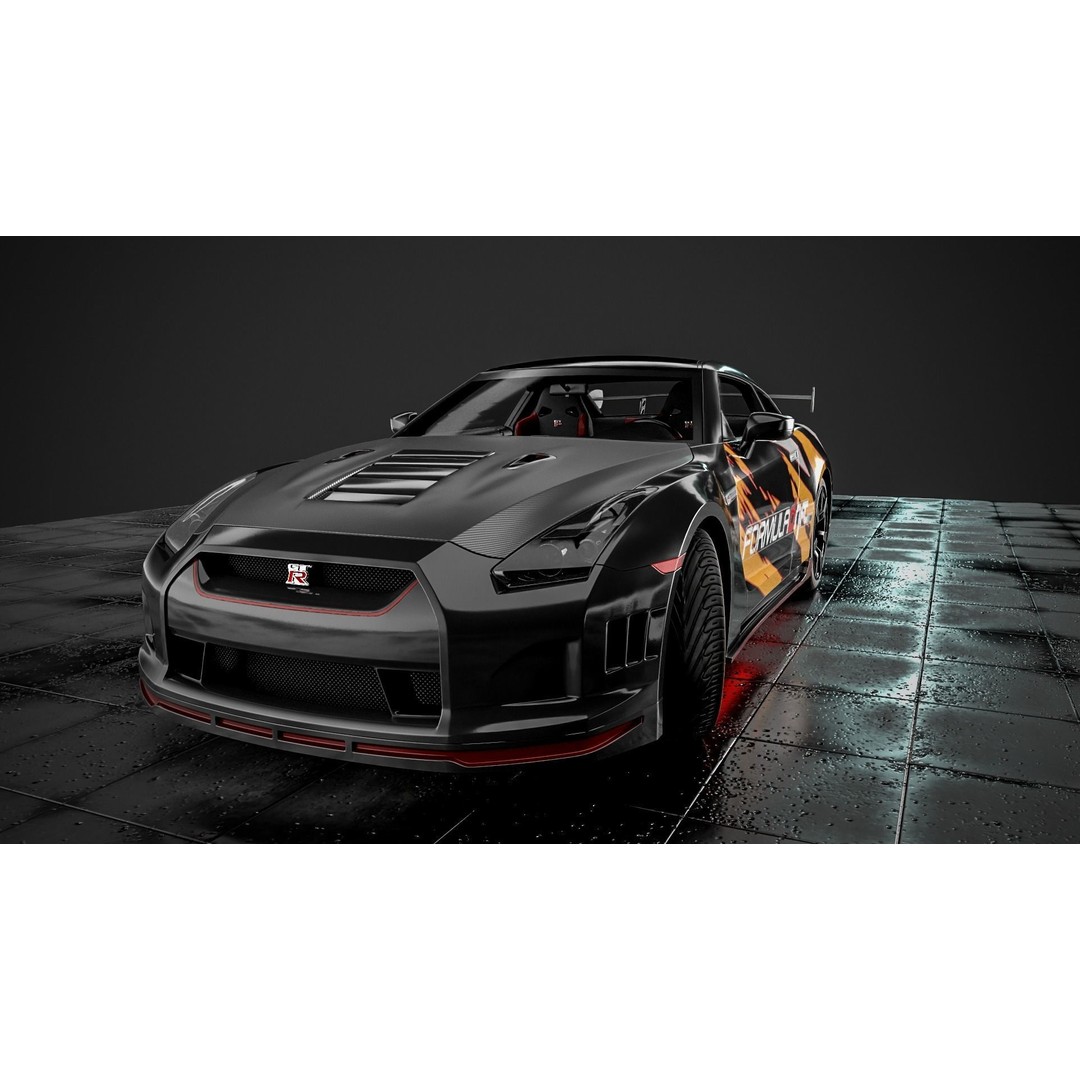 Nissan GT-R Racing Car 3D Model – Low Poly PBR Game Asset, FBX - View 3