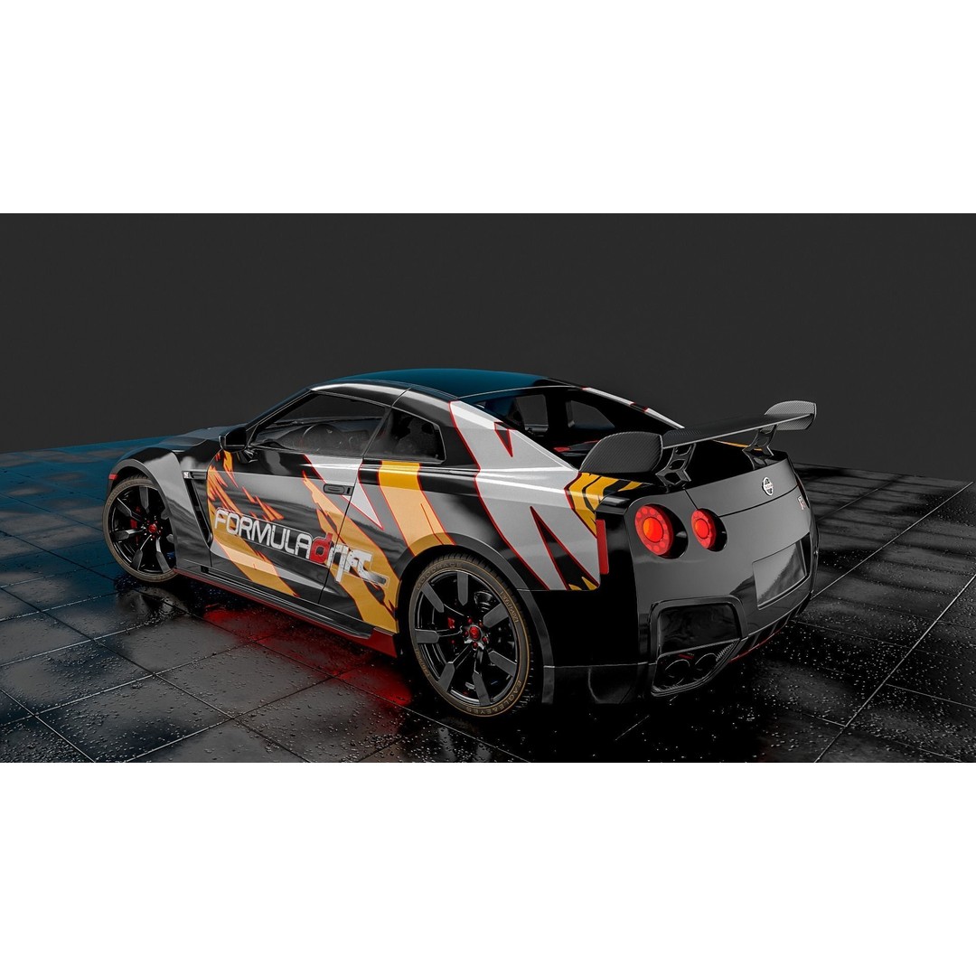 Nissan GT-R Racing Car 3D Model – Low Poly PBR Game Asset, FBX - View 5