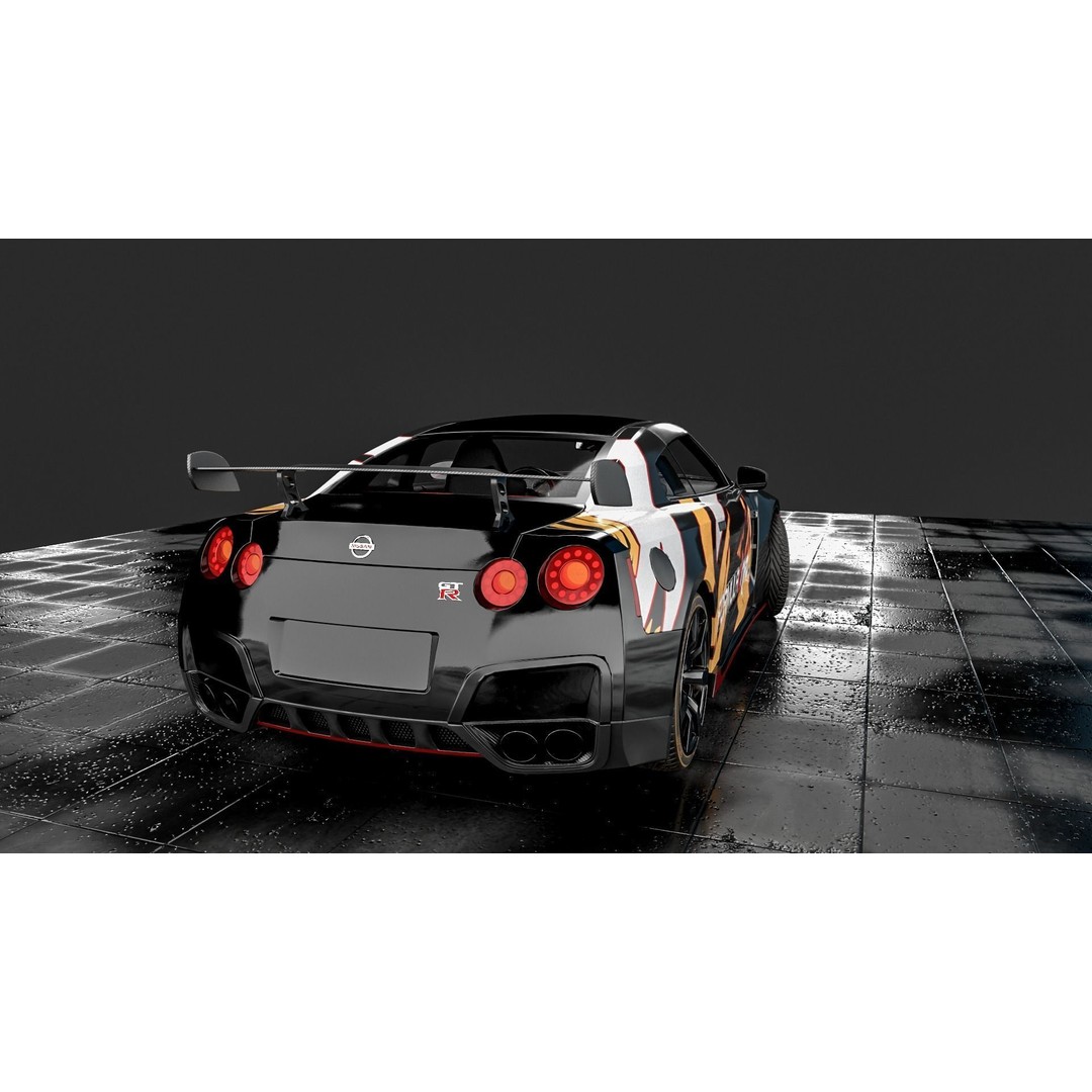 Nissan GT-R Racing Car 3D Model – Low Poly PBR Game Asset, FBX - View 6