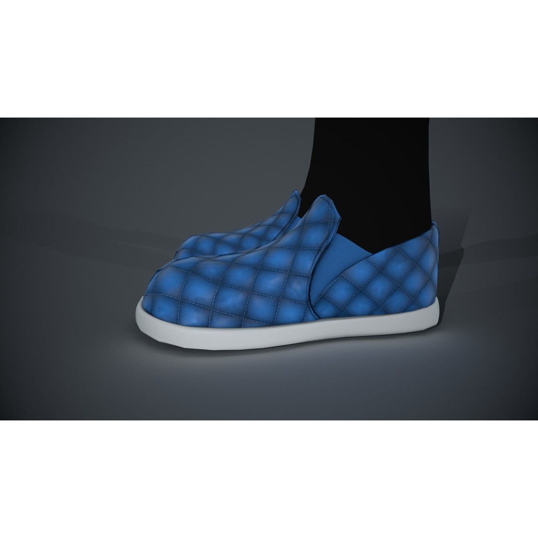 Stylized Blue Leather Shoes 3D Model – Low Poly PBR Game Asset, FBX, OBJ - View 3