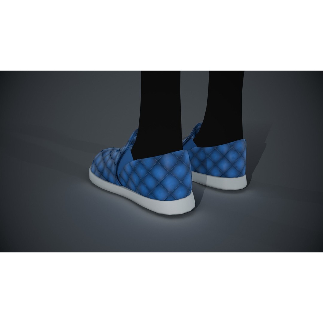 Stylized Blue Leather Shoes 3D Model – Low Poly PBR Game Asset, FBX, OBJ - View 4