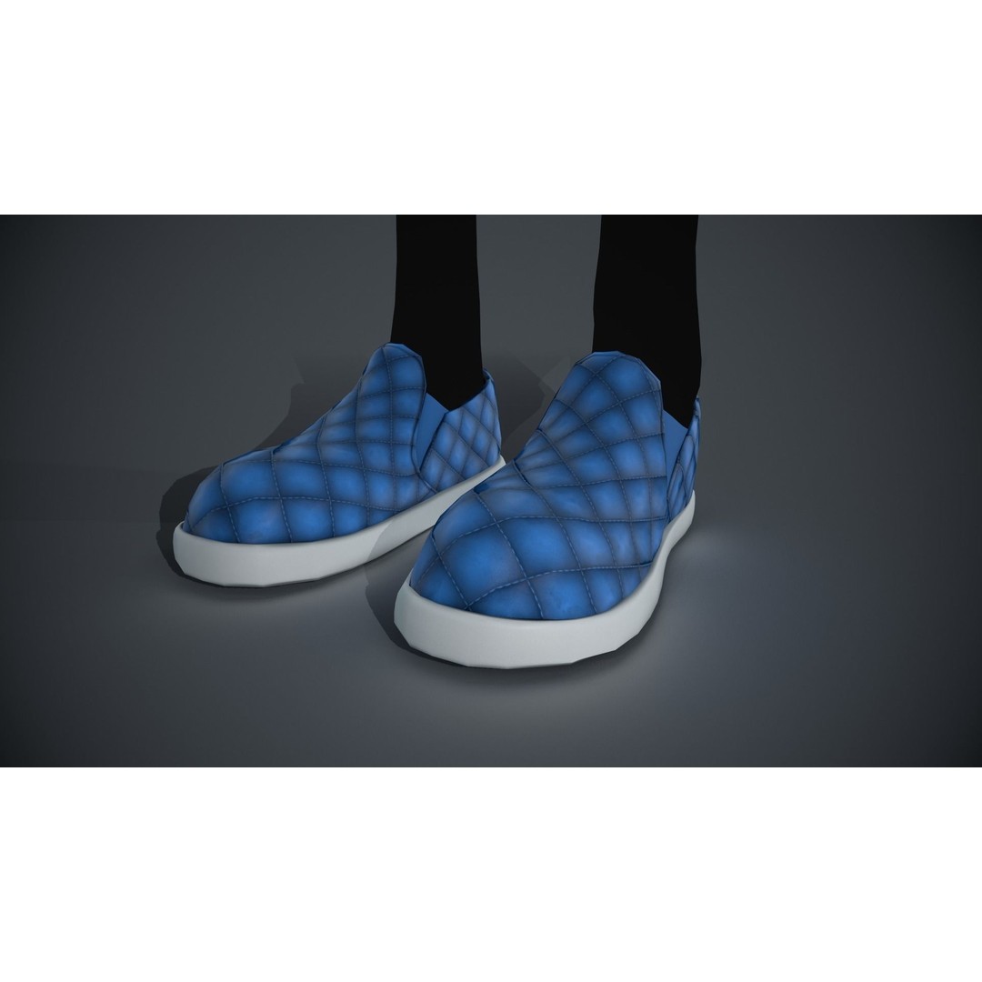 Stylized Blue Leather Shoes 3D Model – Low Poly PBR Game Asset, FBX, OBJ - View 5