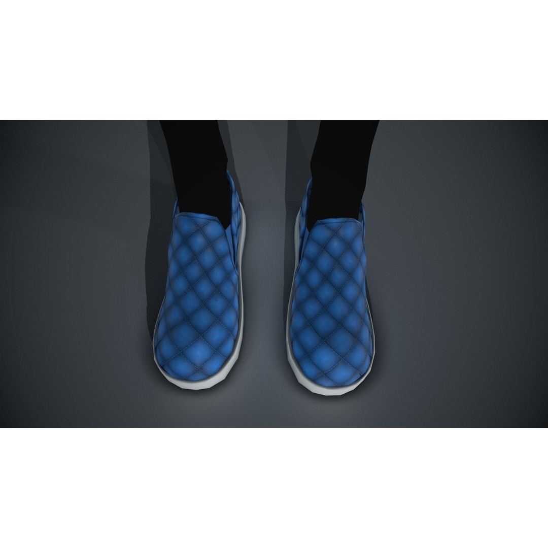 Stylized Blue Leather Shoes 3D Model – Low Poly PBR Game Asset, FBX, OBJ - View 7