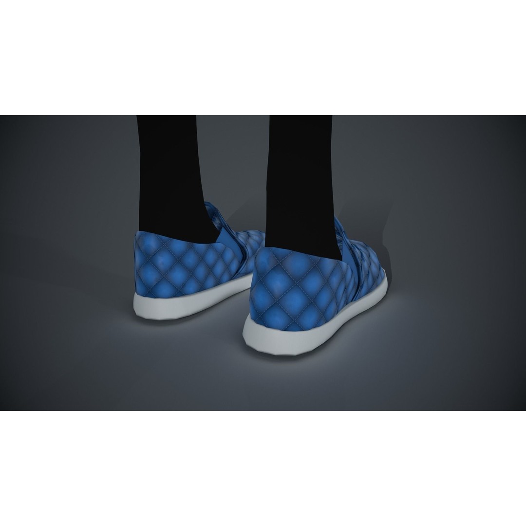 Stylized Blue Leather Shoes 3D Model – Low Poly PBR Game Asset, FBX, OBJ - View 8