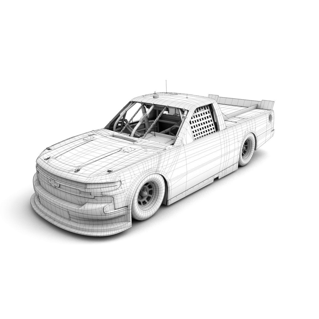 Chevrolet Silverado 3D Model – Low Poly Racing Asset, FBX, OBJ - View 3