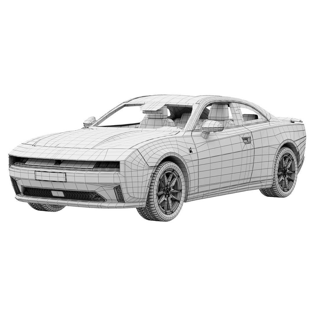 Dodge Charger Daytona 3D Model – High Poly Car Asset, FBX, PBR Textures - View 15
