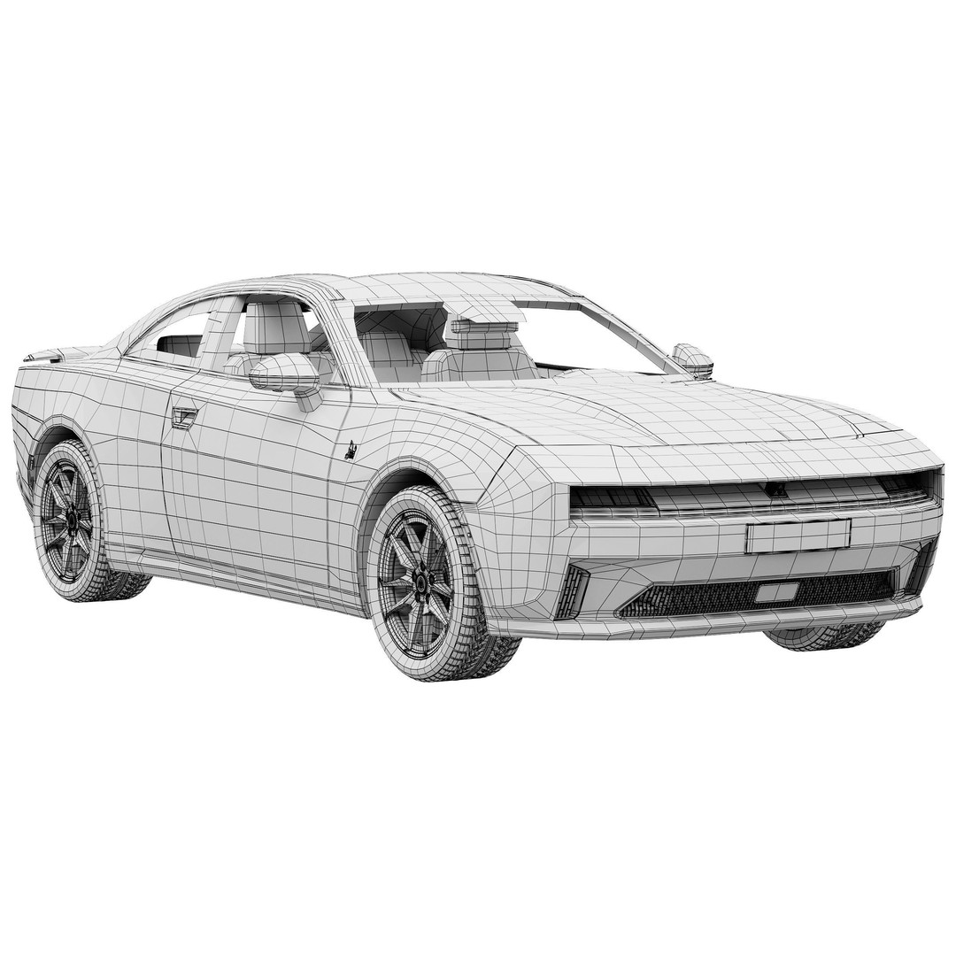 Dodge Charger Daytona 3D Model – High Poly Car Asset, FBX, PBR Textures - View 16