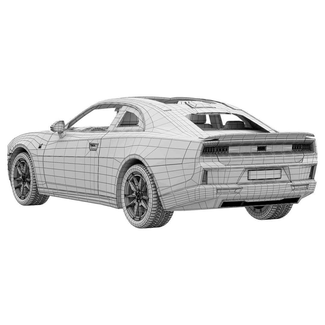 Dodge Charger Daytona 3D Model – High Poly Car Asset, FBX, PBR Textures - View 17