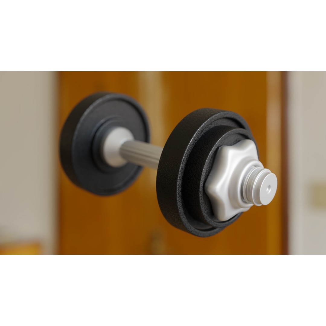 Realistic Gym Dumbbell 3D Model – High Poly Workout Equipment, FBX, OBJ - View 3