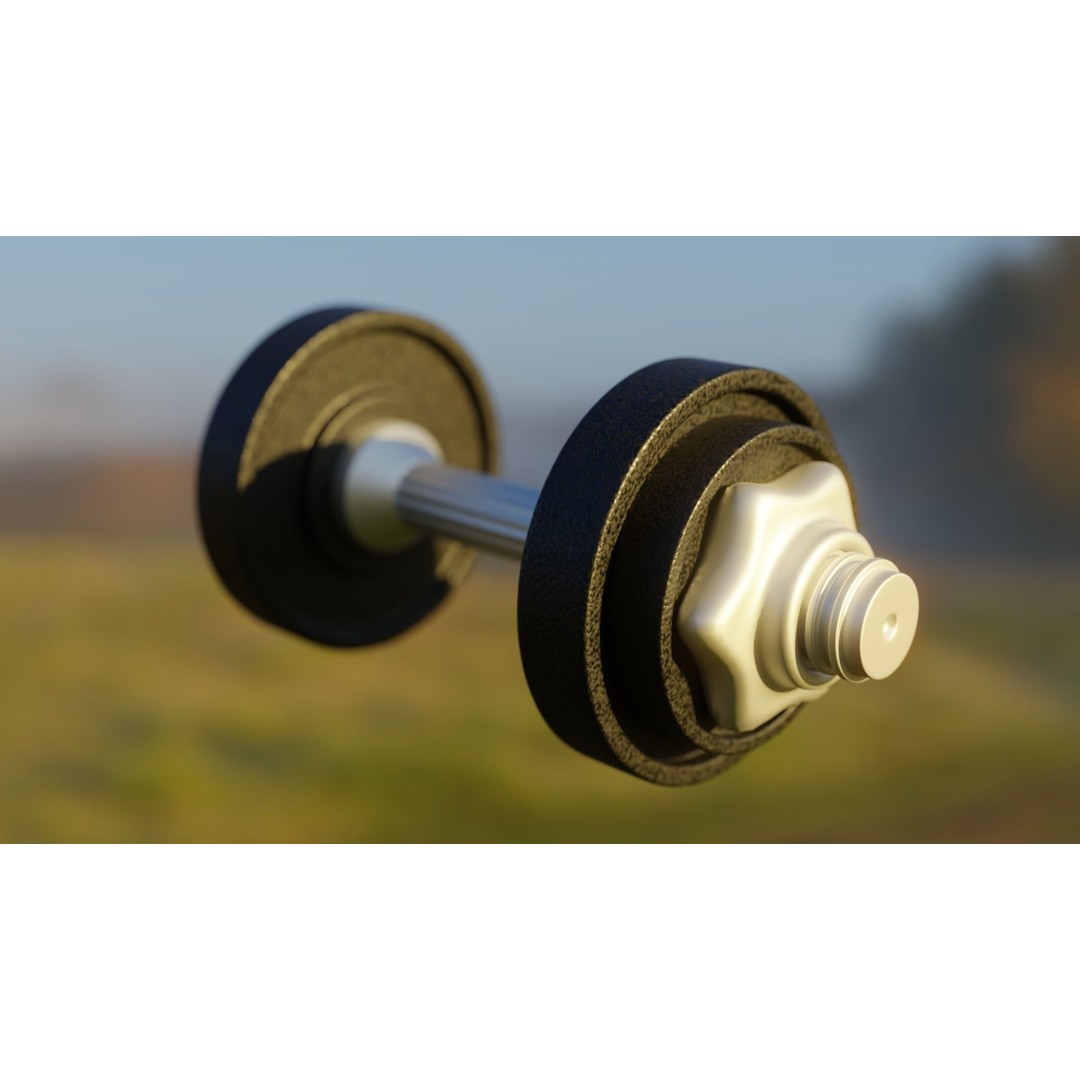 Realistic Gym Dumbbell 3D Model – High Poly Workout Equipment, FBX, OBJ - View 5