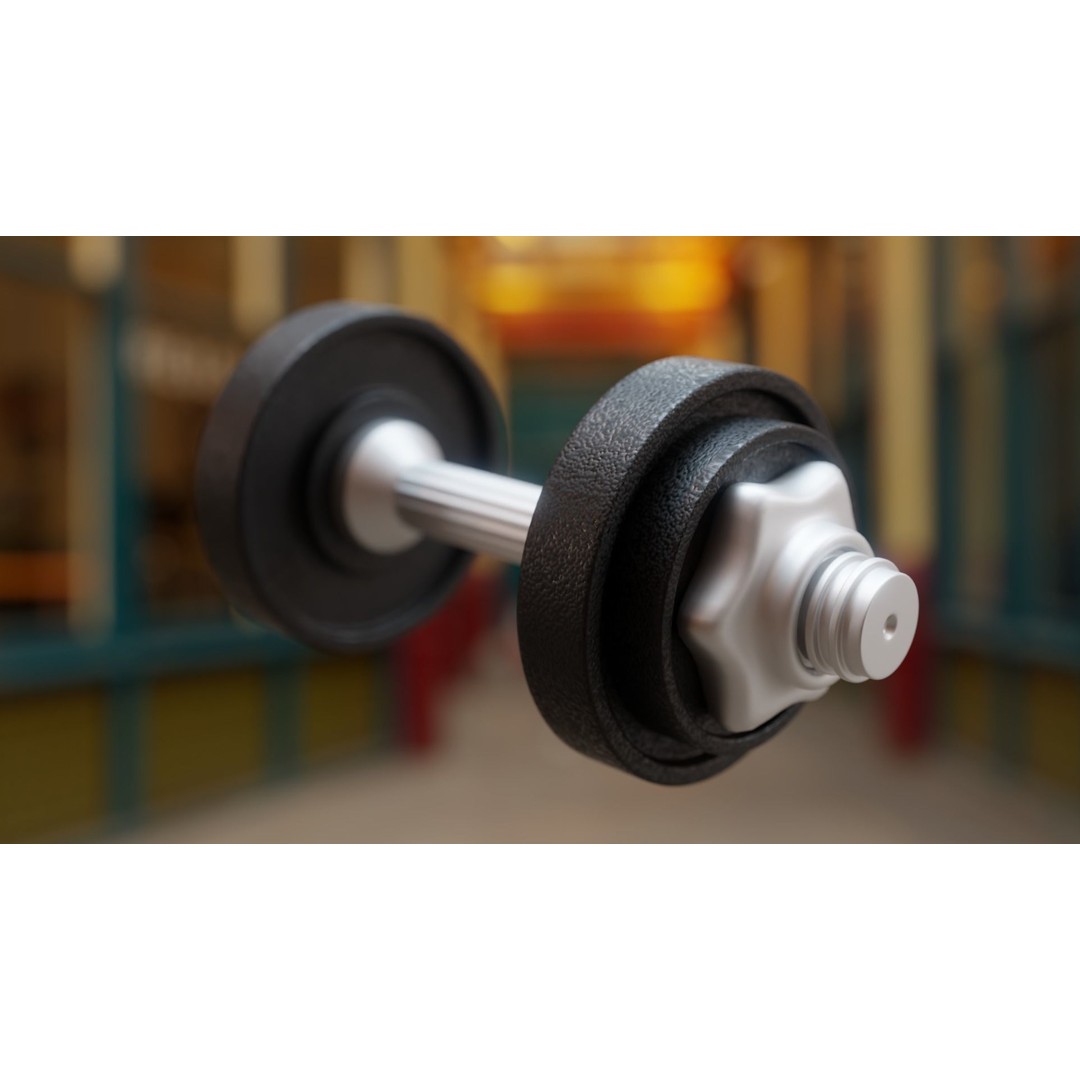 Realistic Gym Dumbbell 3D Model – High Poly Workout Equipment, FBX, OBJ - View 7