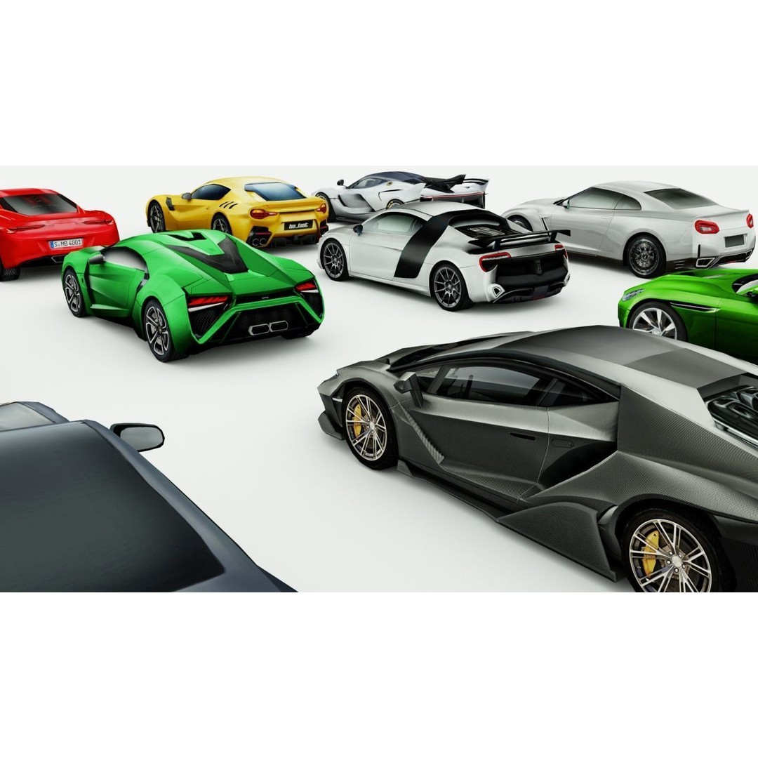 Low Poly Sportscars 3D Model – 12 Car Bundle, Game Ready FBX - View 5