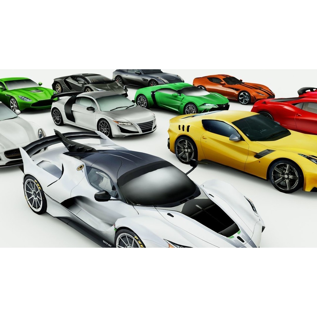 Low Poly Sportscars 3D Model – 12 Car Bundle, Game Ready FBX - View 6