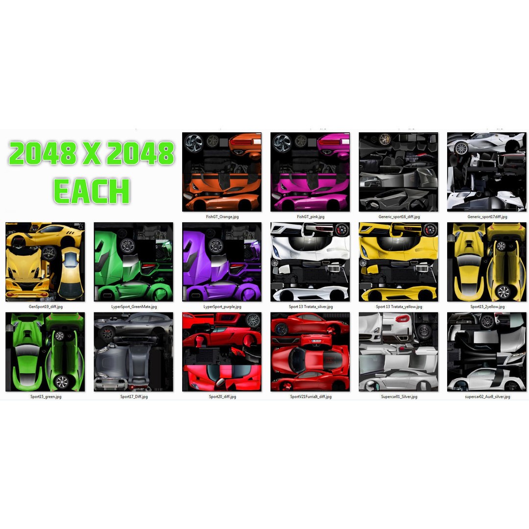 Low Poly Sportscars 3D Model – 12 Car Bundle, Game Ready FBX - View 7
