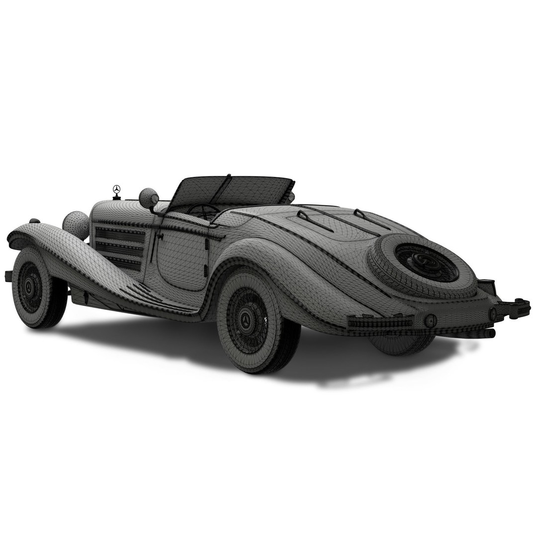 Mercedes Benz 540K 3D Model – Antique Car with Detailed Exterior, FBX, OBJ - View 11