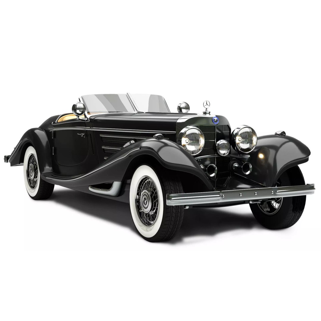 Mercedes Benz 540K 3D Model – Antique Car with Detailed Exterior, FBX, OBJ - View 2