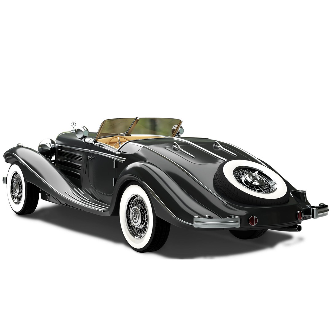 Mercedes Benz 540K 3D Model – Antique Car with Detailed Exterior, FBX, OBJ - View 3