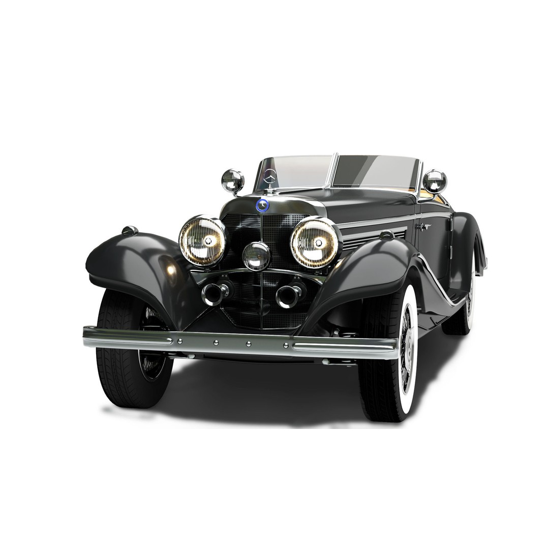 Mercedes Benz 540K 3D Model – Antique Car with Detailed Exterior, FBX, OBJ - View 4