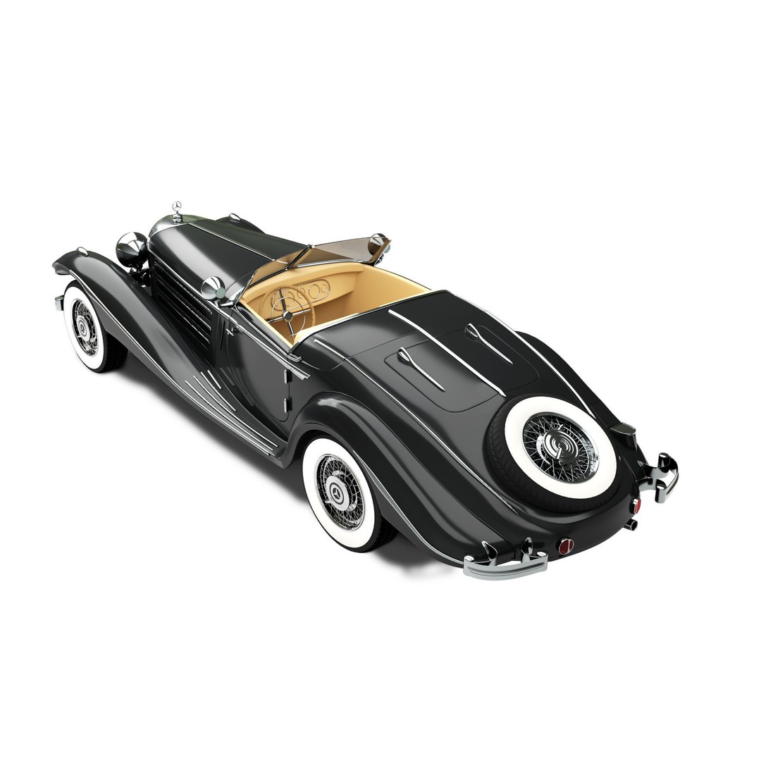 Mercedes Benz 540K 3D Model – Antique Car with Detailed Exterior, FBX, OBJ - View 6