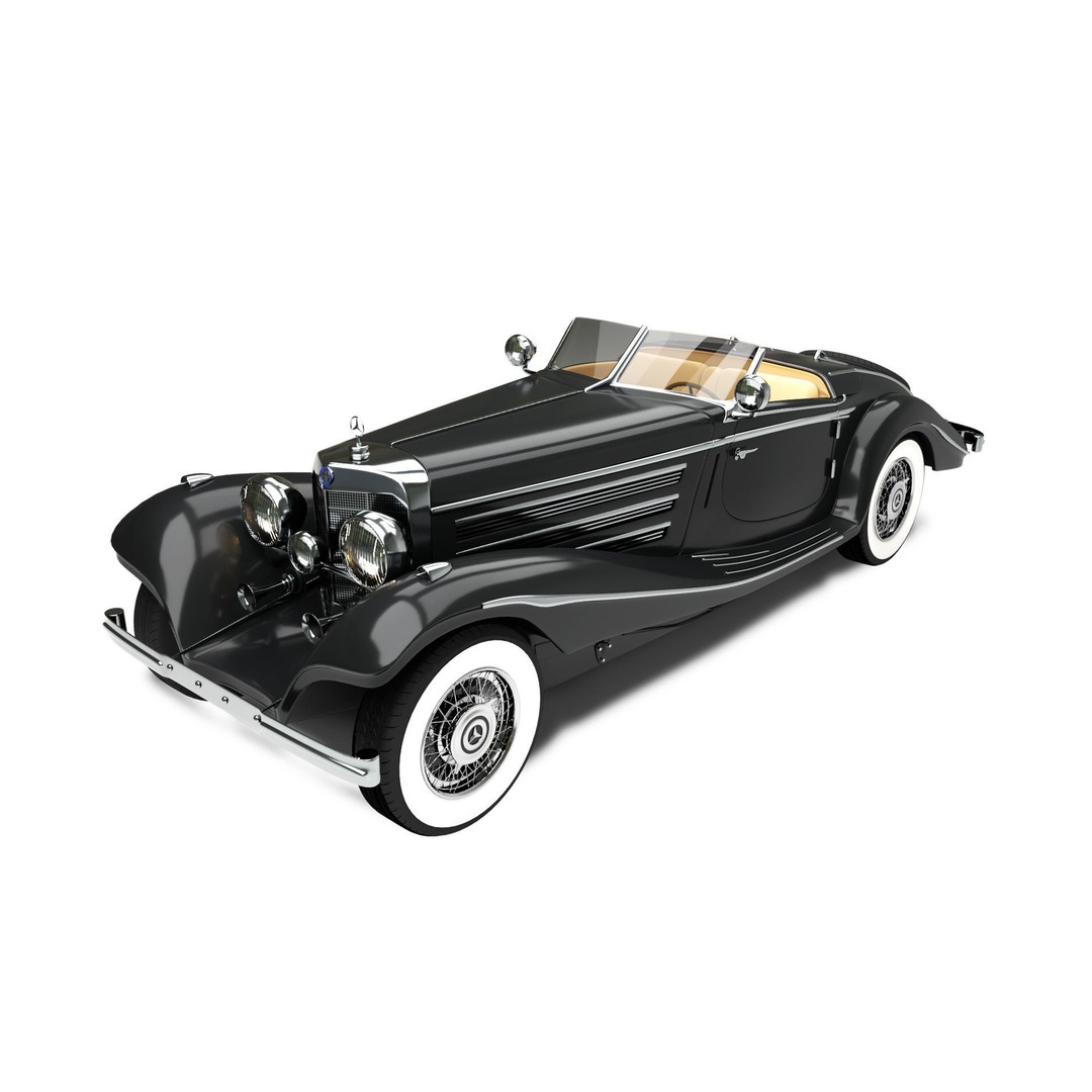 Mercedes Benz 540K 3D Model – Antique Car with Detailed Exterior, FBX, OBJ - View 7
