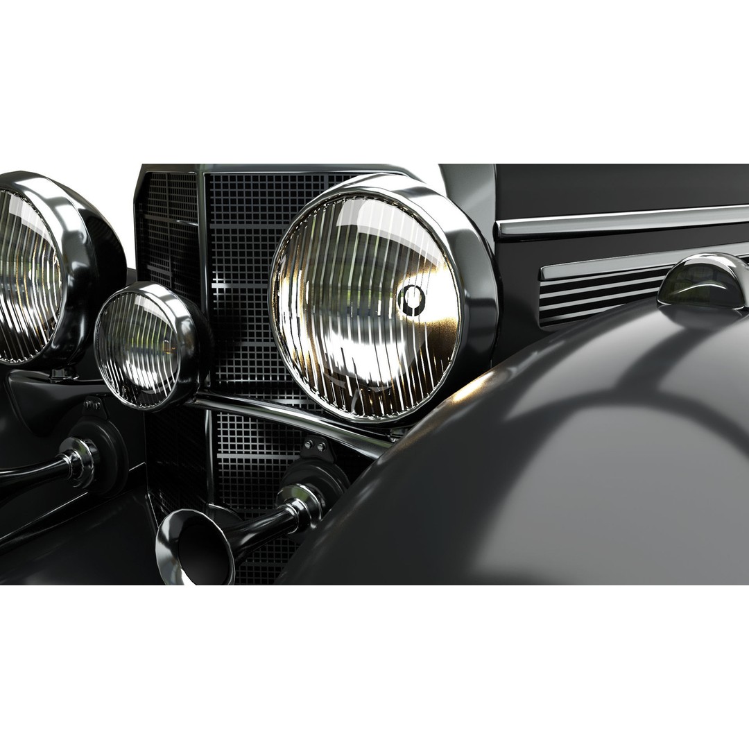 Mercedes Benz 540K 3D Model – Antique Car with Detailed Exterior, FBX, OBJ - View 8