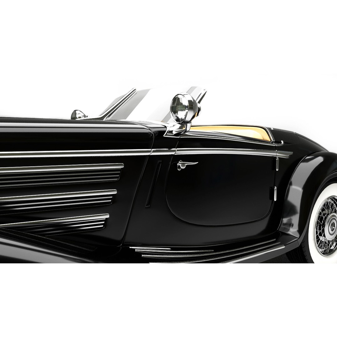 Mercedes Benz 540K 3D Model – Antique Car with Detailed Exterior, FBX, OBJ - View 9